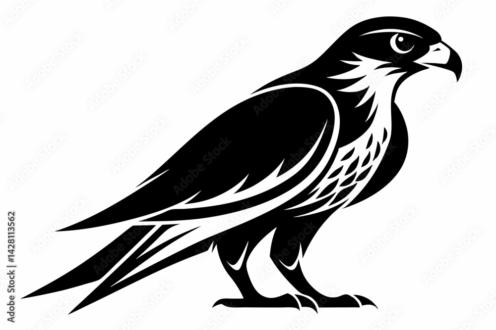 Fototapeta premium falcon silhouette line art vector illustration with a white background