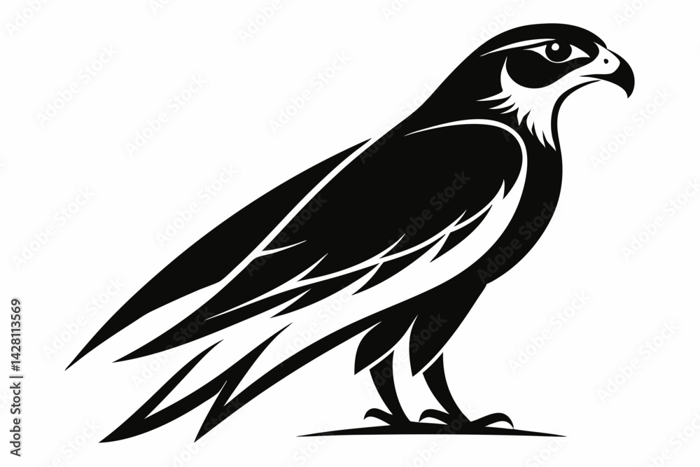 Obraz premium falcon silhouette line art vector illustration with a white background