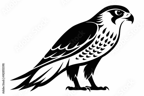 falcon silhouette line art vector illustration with a white background