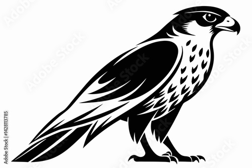 falcon silhouette line art vector illustration with a white background