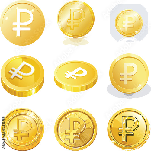 Gold coin rouble russia currency money
