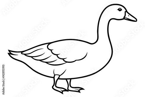 goose silhouette line art vector illustration with a white background