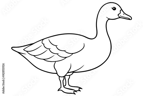 goose silhouette line art vector illustration with a white background