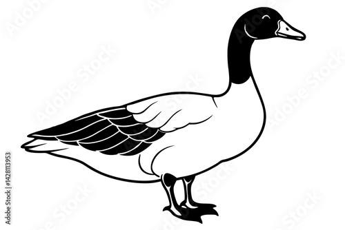 goose silhouette line art vector illustration with a white background