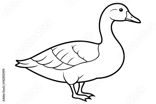 goose silhouette line art vector illustration with a white background