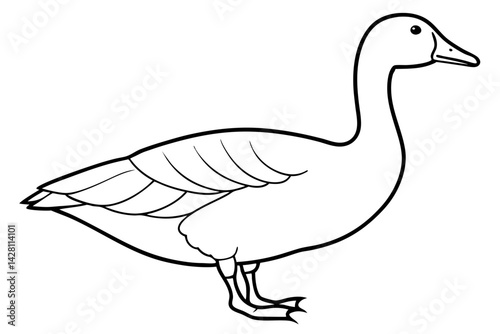 goose silhouette line art vector illustration with a white background