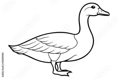 goose silhouette line art vector illustration with a white background