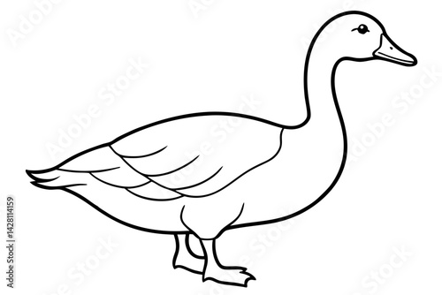 goose silhouette line art vector illustration with a white background