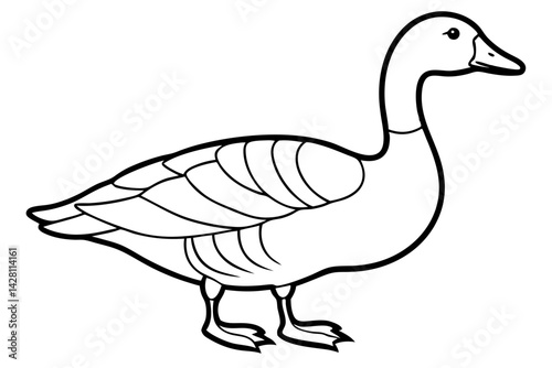 goose silhouette line art vector illustration with a white background