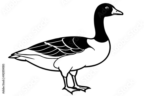 goose silhouette line art vector illustration with a white background