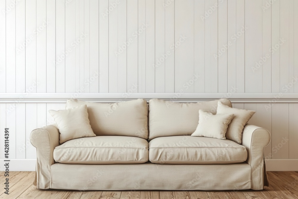 Fototapeta premium brown leather sofa with pillows