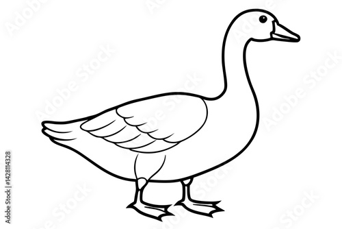 goose silhouette line art vector illustration with a white background