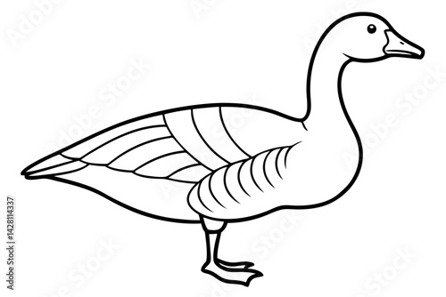goose silhouette line art vector illustration with a white background