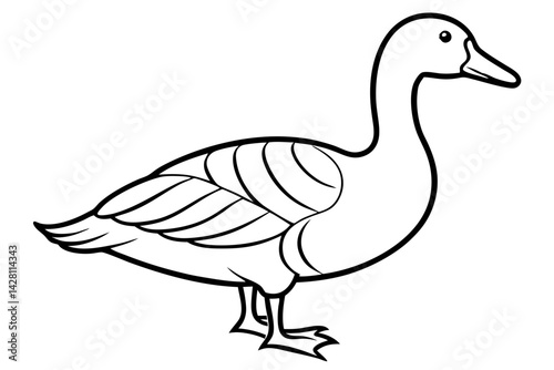 goose silhouette line art vector illustration with a white background