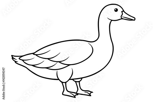 goose silhouette line art vector illustration with a white background