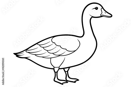 goose silhouette line art vector illustration with a white background