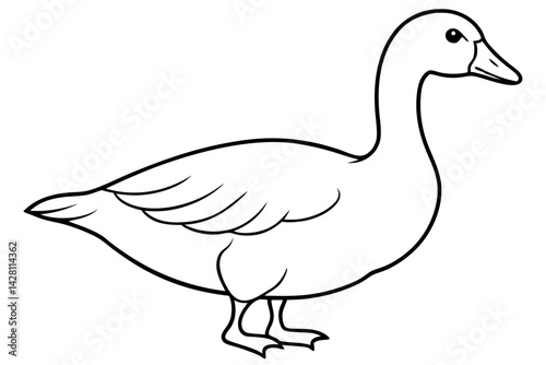 goose silhouette line art vector illustration with a white background