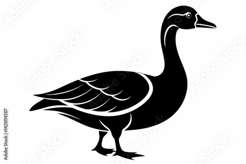 goose silhouette line art vector illustration with a white background