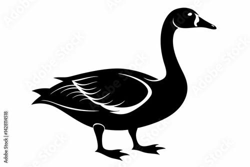 goose silhouette line art vector illustration with a white background