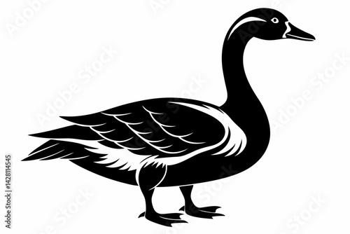 goose silhouette line art vector illustration with a white background