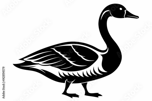 goose silhouette line art vector illustration with a white background