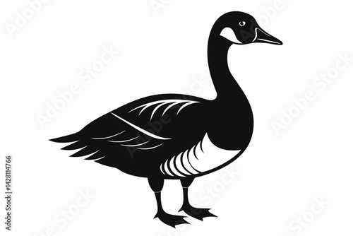 goose silhouette line art vector illustration with a white background