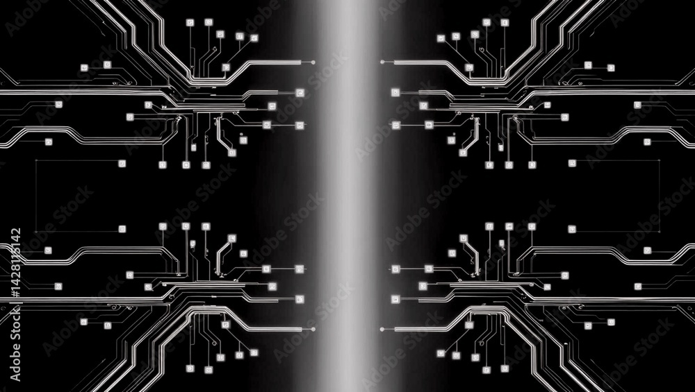 Fototapeta premium Abstract Black and White Circuit Board Pattern