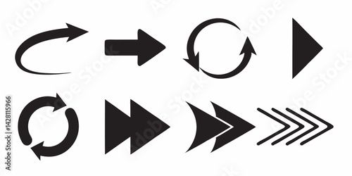 Vector arrows set different styles direction indicators navigation elements collection