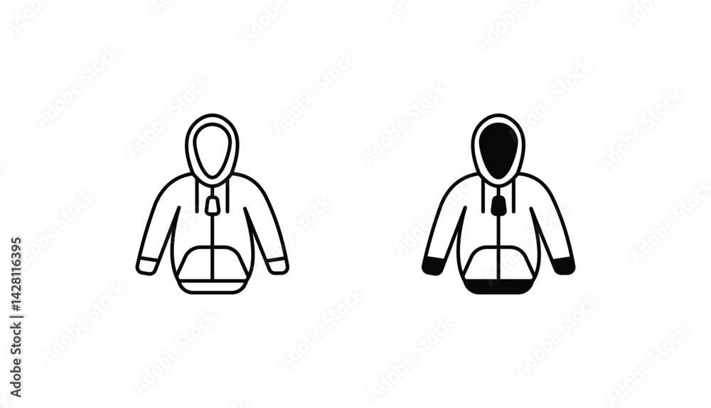 Zip Hoody icon design with white background stock illustration Zip Hoody icon design with white background stock illustration