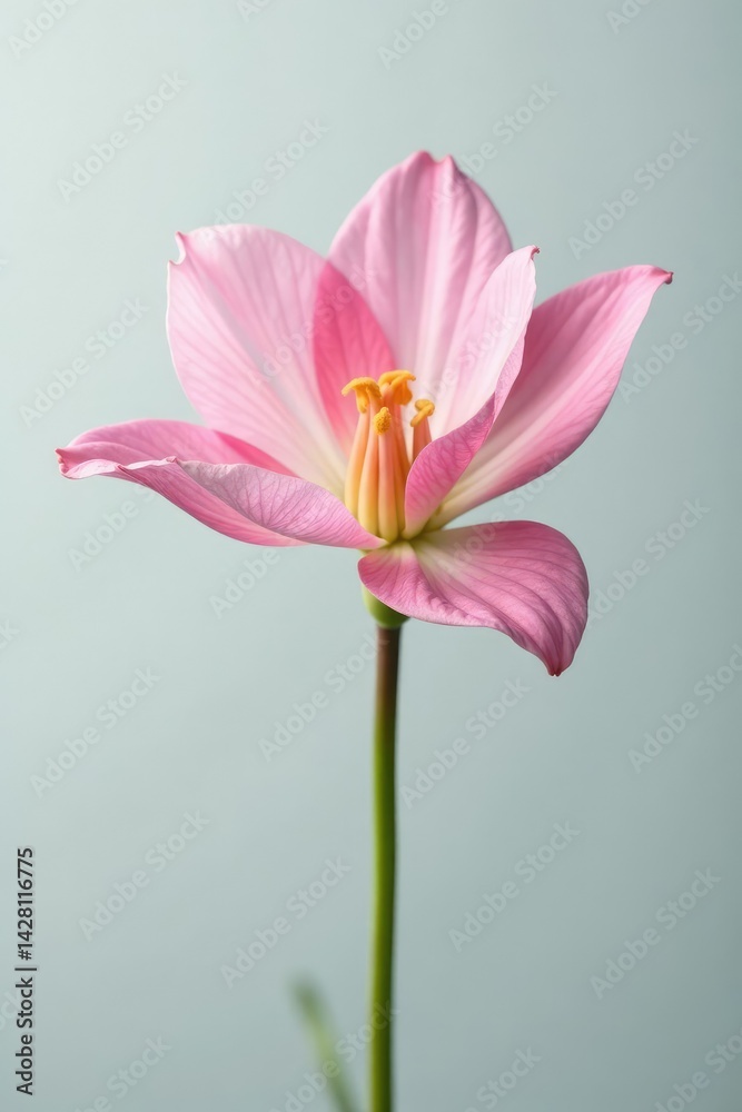 Fototapeta premium Single flower with delicate petals in white surroundings, nature, petals