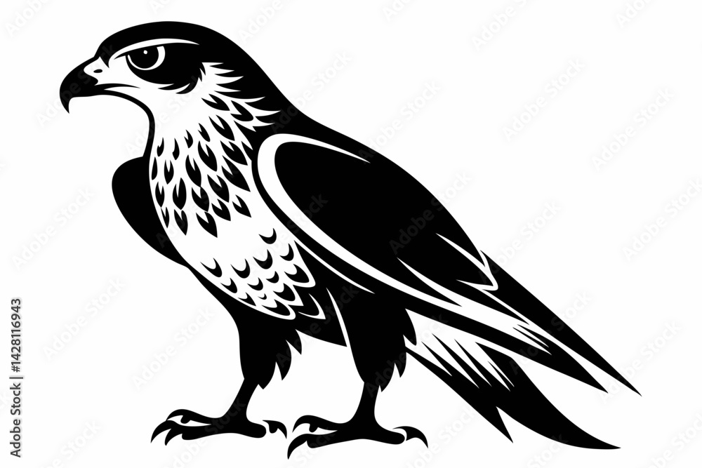 Fototapeta premium hawk silhouette line art vector illustration with a white background