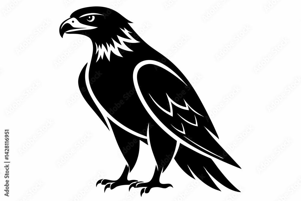 hawk silhouette line art vector illustration with a white background hawk silhouette line art vector illustration with a white background