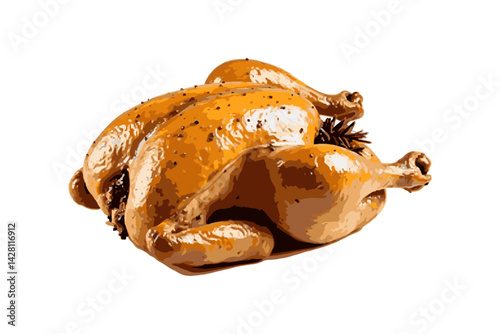Broiled seasoned chicken isolated on transparent background