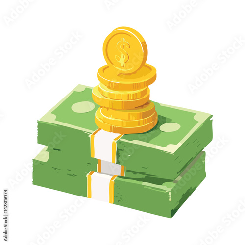 Stacked Coins with Sparkling Shine
