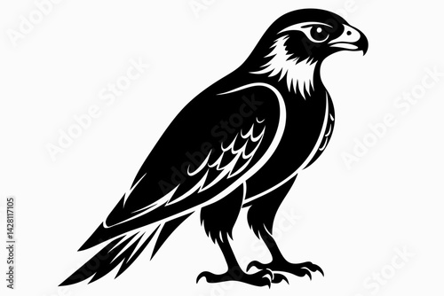 hawk silhouette line art vector illustration with a white background
