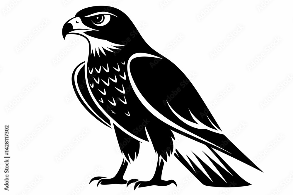 Fototapeta premium hawk silhouette line art vector illustration with a white background