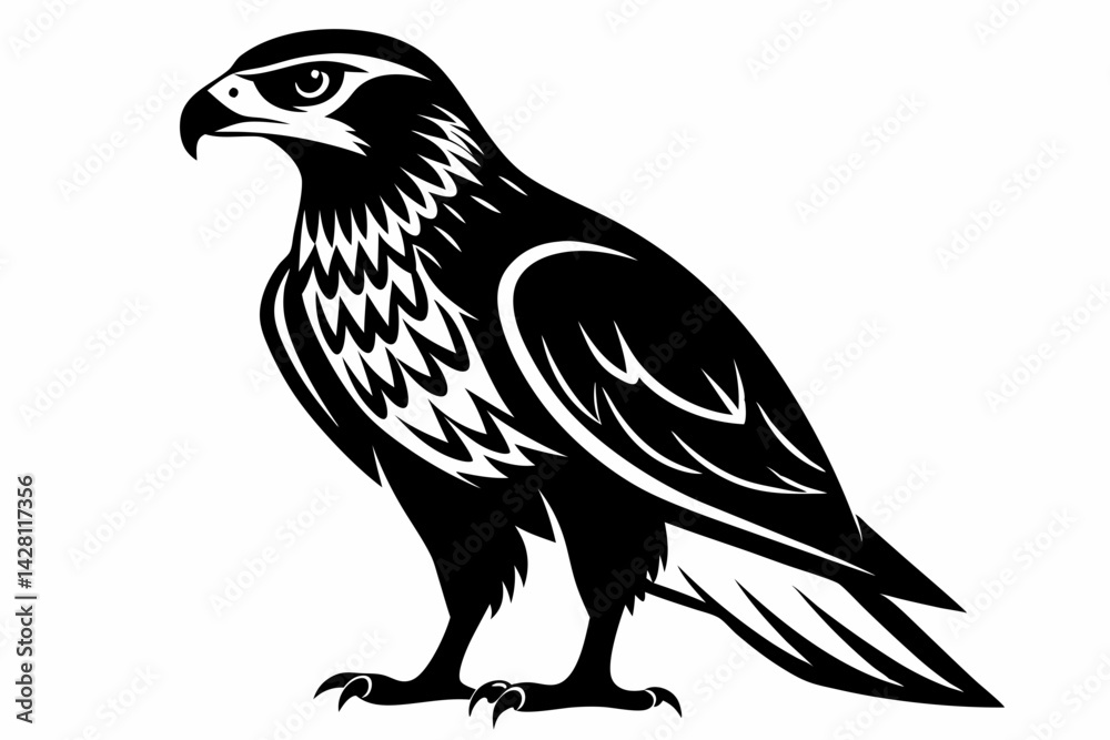 hawk silhouette line art vector illustration with a white background hawk silhouette line art vector illustration with a white background