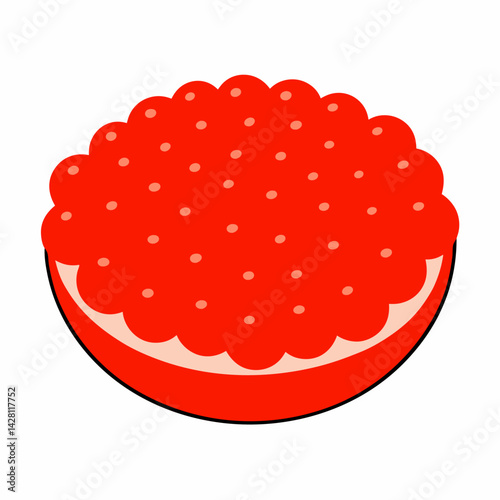 Red caviar vector on white background.