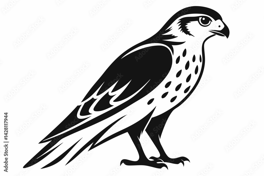 Fototapeta premium kestrel silhouette line art vector illustration with a white background