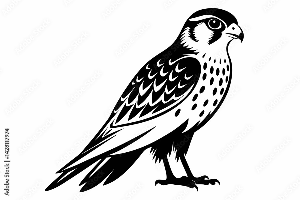 Fototapeta premium kestrel silhouette line art vector illustration with a white background