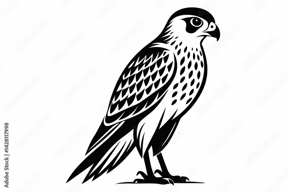 Fototapeta premium kestrel silhouette line art vector illustration with a white background