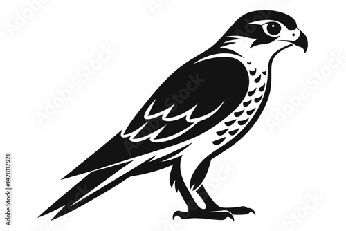 kestrel silhouette line art vector illustration with a white background
