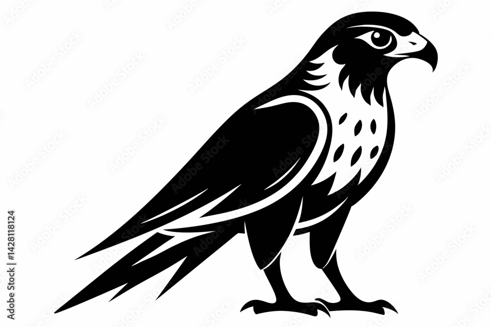 Fototapeta premium kestrel silhouette line art vector illustration with a white background