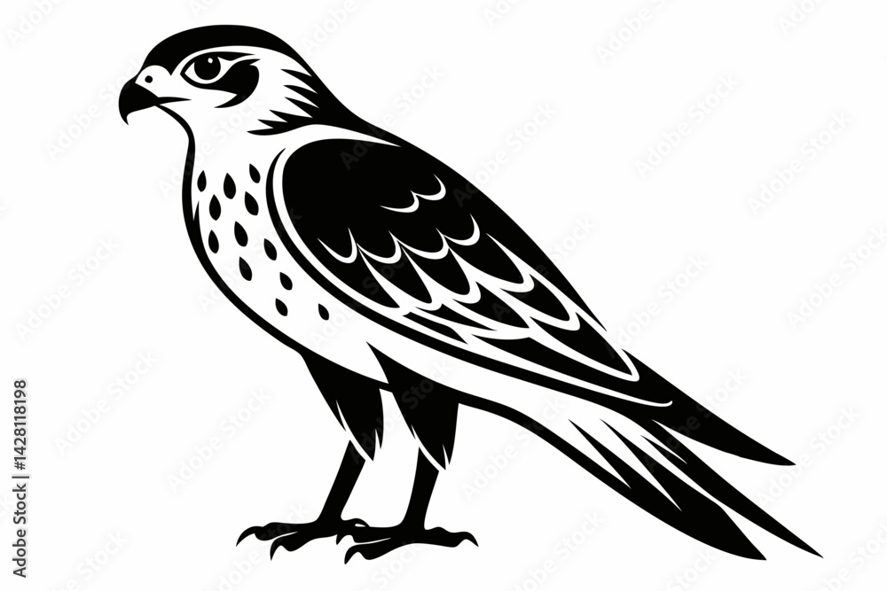 Fototapeta premium kestrel silhouette line art vector illustration with a white background
