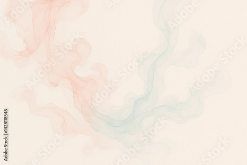 Soft, flowing abstract design in pastel hues of pink and blue, creating a serene and calming visual effect against a light background.