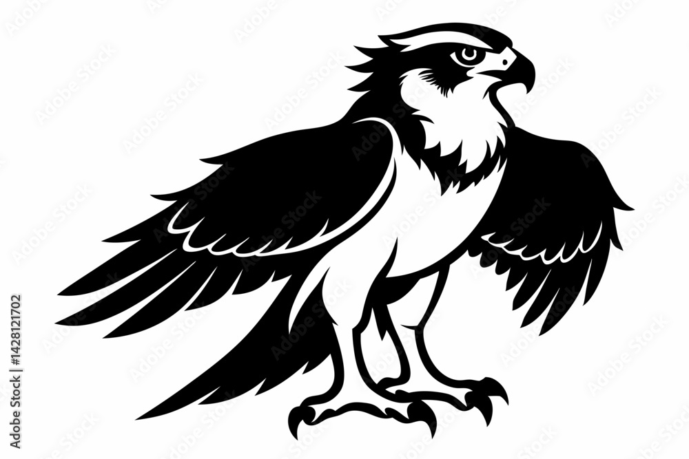 Fototapeta premium osprey silhouette line art vector illustration with a white background