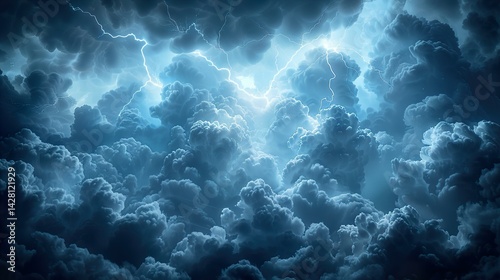 A thunderstorm with lightning illuminating the clouds  HD 8K eid ul azha wallpaper Photographic Image