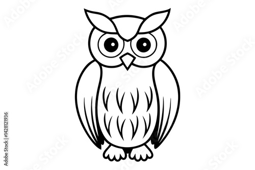 owl silhouette line art vector illustration with a white background