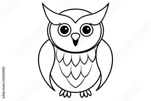 owl silhouette line art vector illustration with a white background