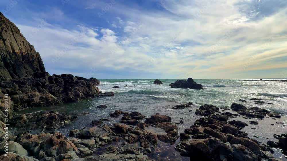 Ireland coast relaxing movement of waves on a rocky beach Copper Coast Waterford epic location Ireland coast relaxing movement of waves on a rocky beach Copper Coast Waterford epic location
